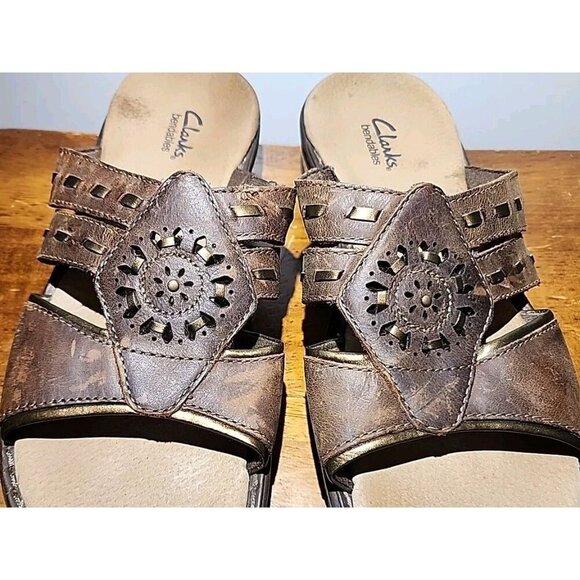 Clarks Bendables Leather Womens Size 8 Brown SlipOn - Picture 11 of 16